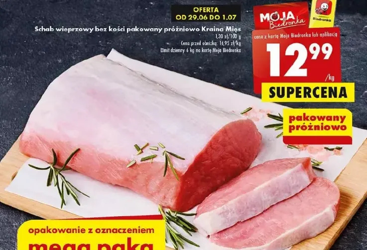 Promocja Schab wieprzowy bez kości kraina mięs w Biedronka