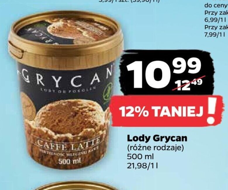 Promocja Lody Grycan 500 Ml W Netto