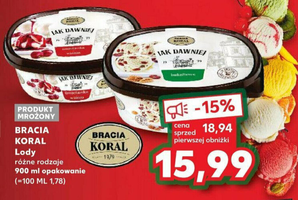 Promocja BRACIA KORAL Lody 900 Ml W Kaufland