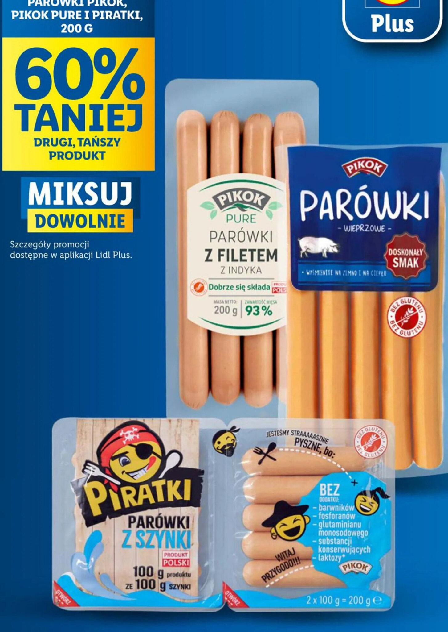 Promocja PARÓWKI PIKOK PURE I PIRATKI 200g w Lidl