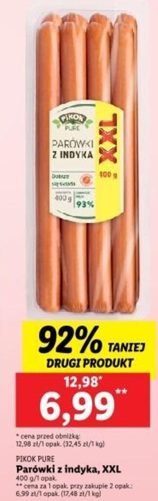 Promocja PIKOK PURE Parówki z indyka 400g w Lidl