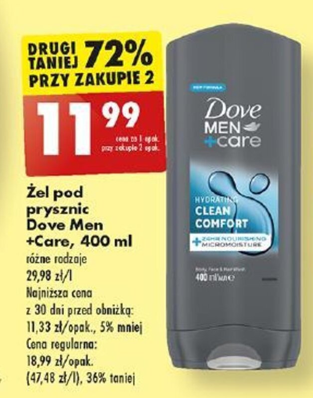 Promocja El Pod Prysznic Dove Men Care Ml W Biedronka