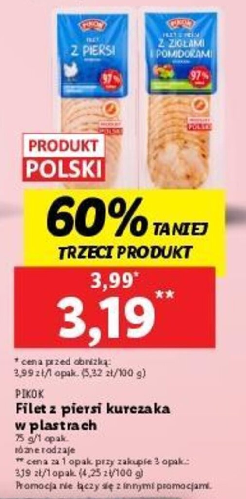 Promocja Pikok Filet Z Piersi Kurczaka W Plastrach G W Lidl