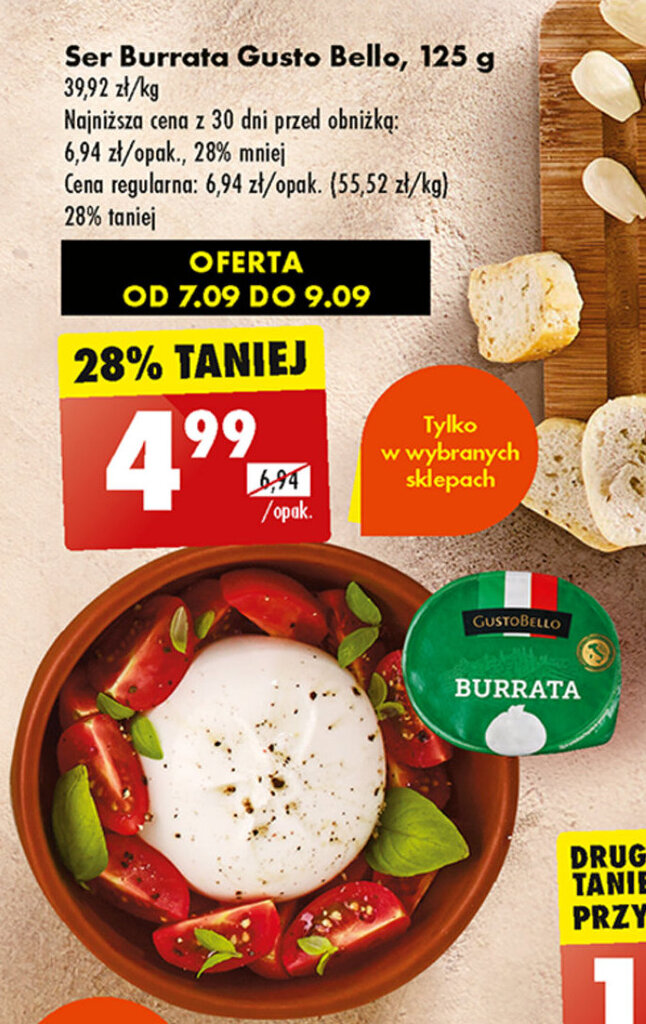 Promocja Ser Burrata Gusto Bello 125 G W Biedronka