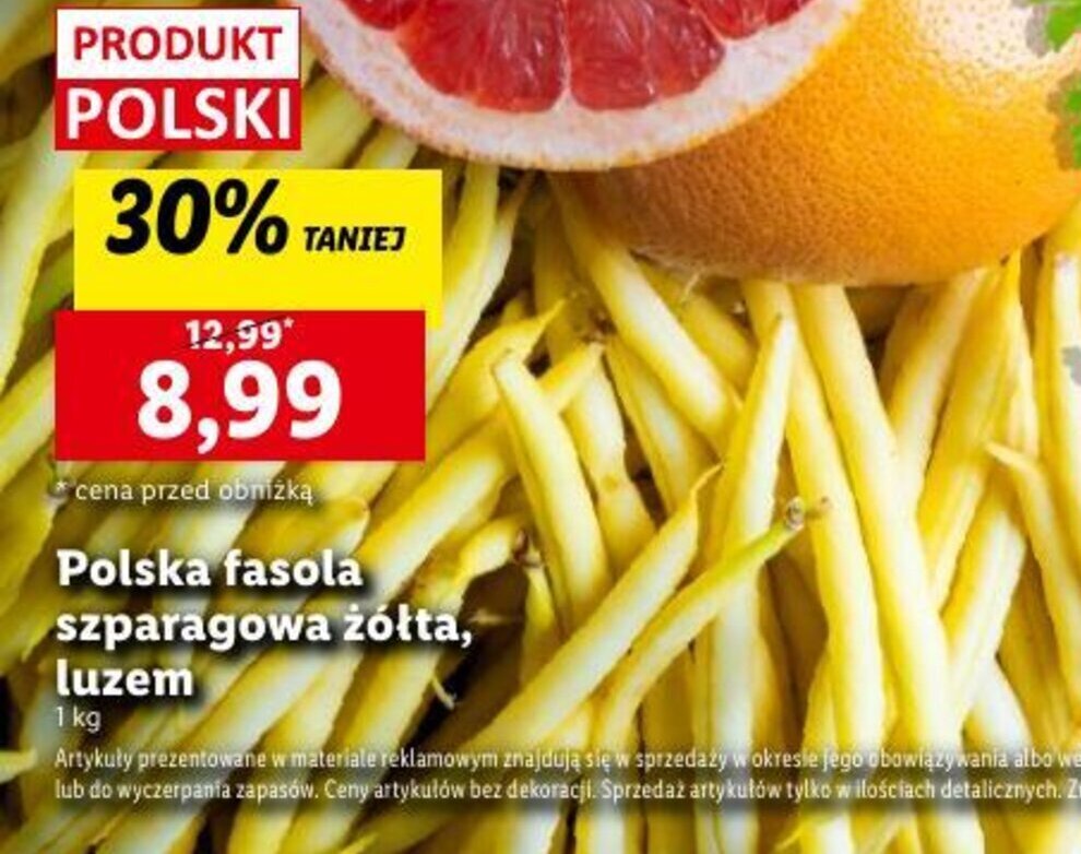 Promocja Polska fasola szparagowa żółta luzem 1 kg w Lidl