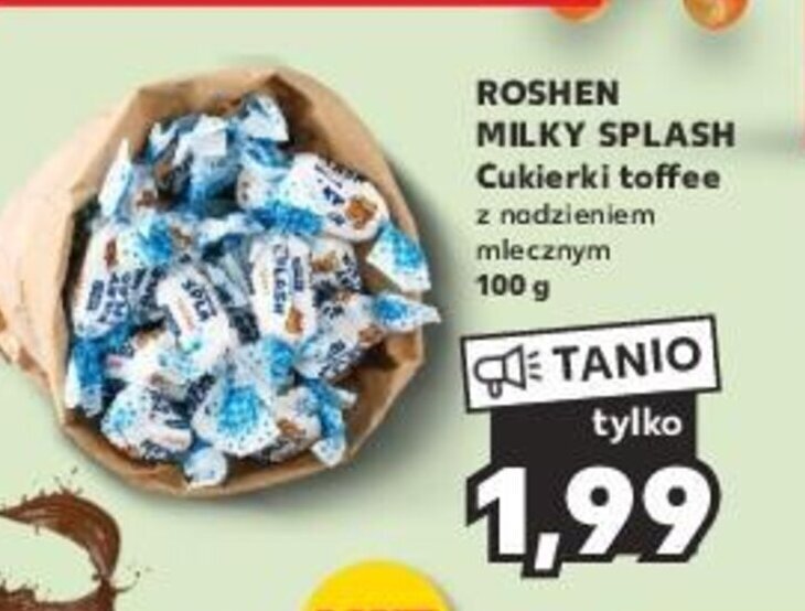 Promocja ROSHEN MILKY SPLASH Cukierki Toffee 100 G W Kaufland