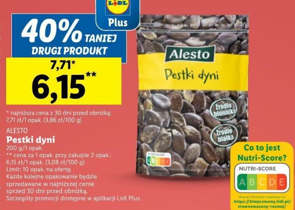 Promocja ALESTO Pestki Dyni 200g W Lidl