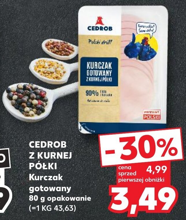 Promocja CEDROB Z KURNEJ PÓŁKI Kurczak gotowany 80 g Kaufland