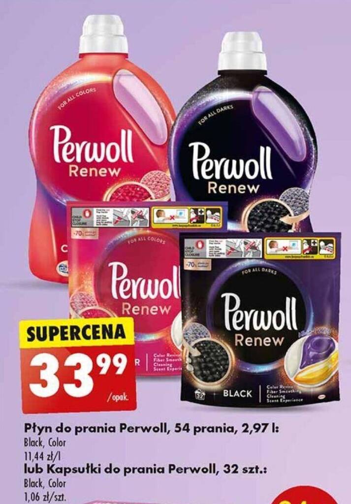 Promocja Płyn do prania Perwoll 54 prania 2 97 L lub Kapsułki do