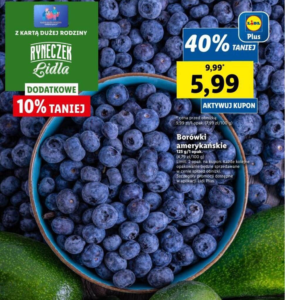 Promocja Borówki amerykańskie 125g w Lidl