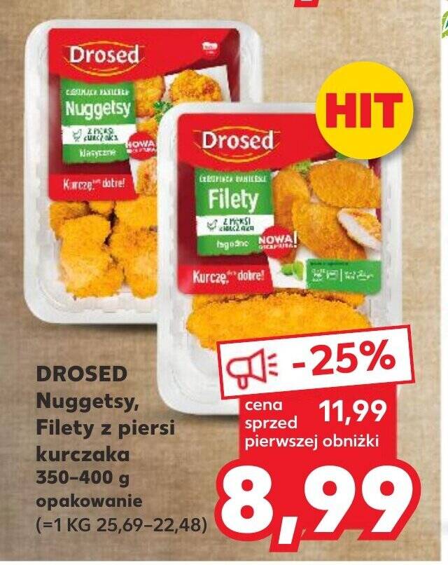 Promocja DROSED Nuggetsy Filety Z Piersi Kurczaka 350 400g W Kaufland