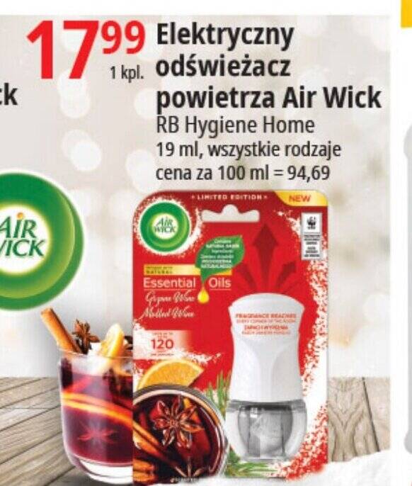 Promocja Elektryczny Odświeżacz powietrza Air Wick RB Hygiene Home 19ml