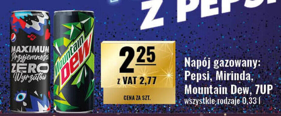 Promocja Napój gazowany Pepsi Mirinda Mountain Dew 7UP 0 33 l w