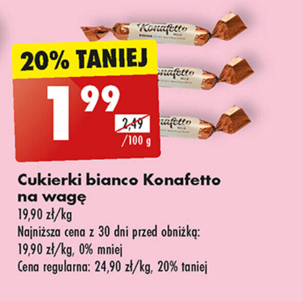 Promocja Cukierki bianco Konafetto na wagę 100g Biedronka