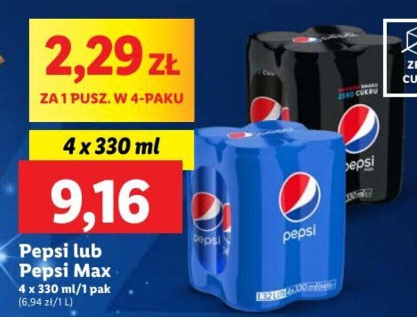 Promocja Pepsi Lub Pepsi Max 4 X 330 Ml 1 Pak W Lidl