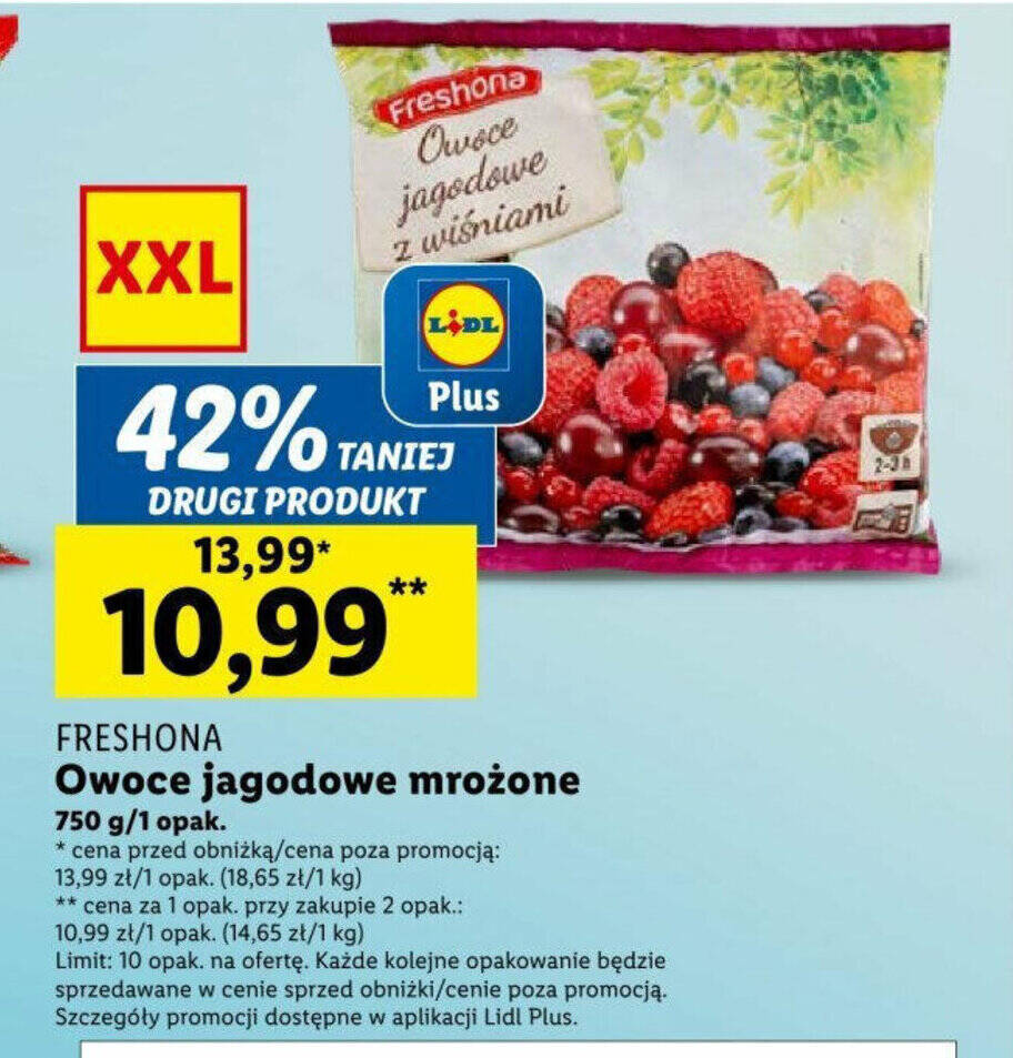 Promocja Freshona Owoce jagodowe z wiśniami 750g w Lidl