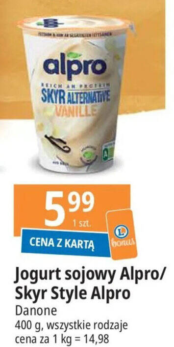 Promocja Jogurt Sojowy Alpro Skyr Style Alpro Danone G W E Leclerc