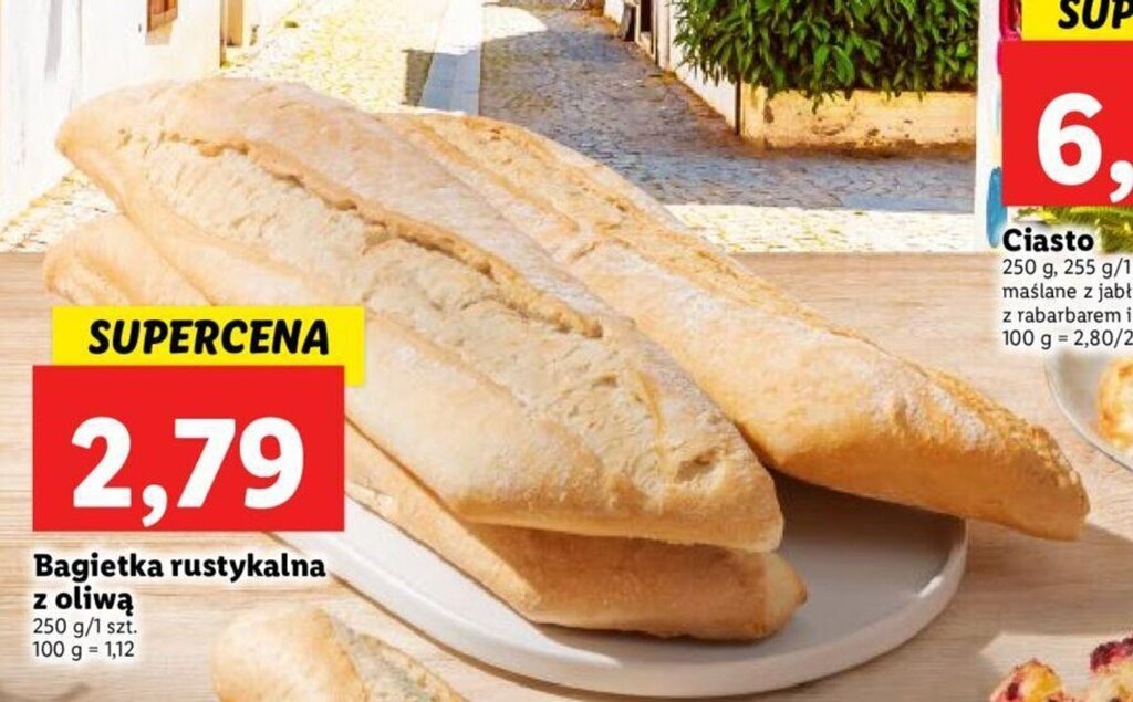 Promocja Bagietka rustykalna z oliwą 250 g Lidl