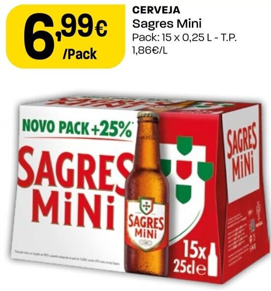 Promoção Cerveja Sagres Mini 15x25cl em Intermarché