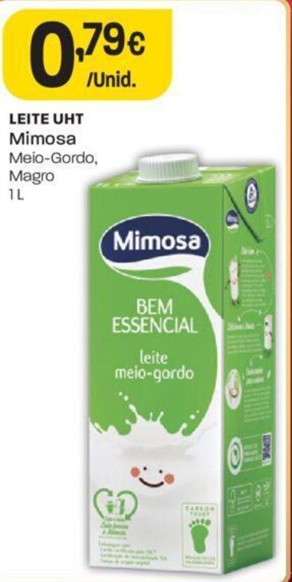 Promoção Leite UHT Mimosa 1L em Intermarché