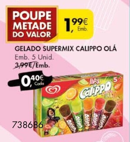 Promoção Gelado Supermix Calippo Olá em Pingo Doce