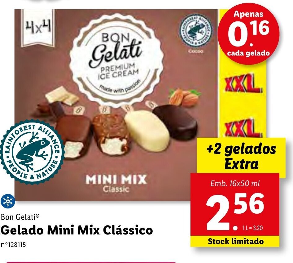 Promoção Gelado mini Mix Clássico 16x50ml em Lidl