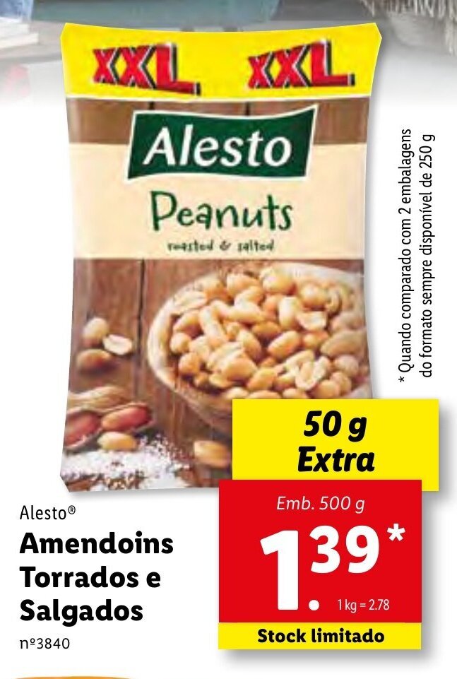 Promoção Amendoins Torrados e Salgados 500g em Lidl