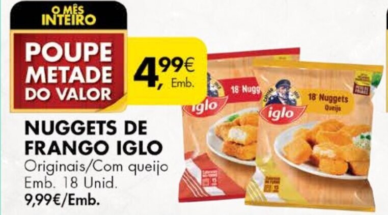 Promoção Nuggets de Frango Iglo 18 unid em Pingo Doce