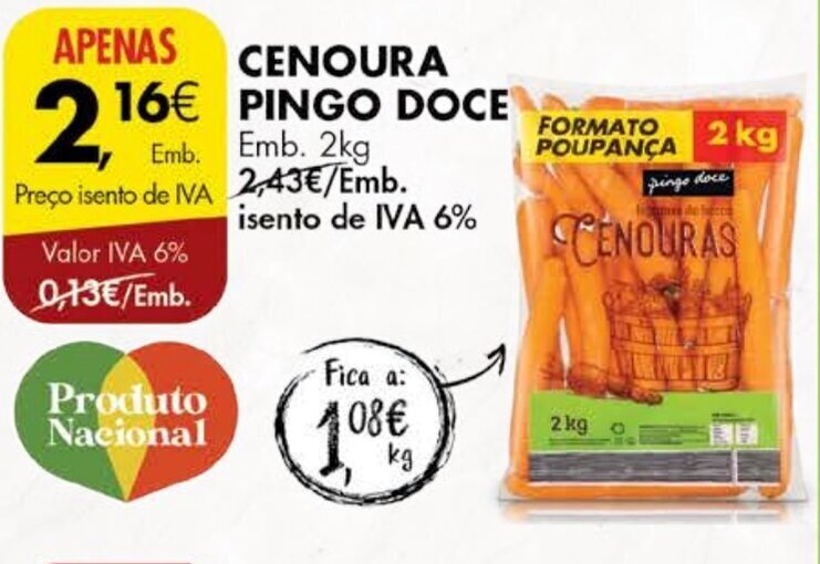 Promoção CENOURA PINGO DOCE 2kg em Pingo Doce