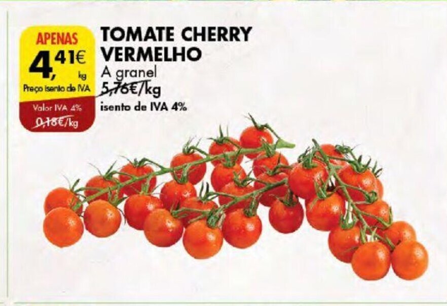 Promoção TOMATE CHERRY VERMELHO A granel kg em Pingo Doce