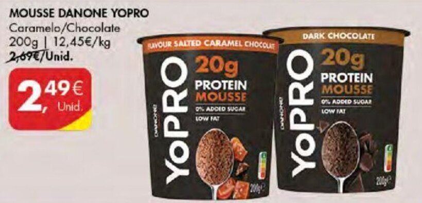 Promo O Mousse Danone Yopro Caramelo Chocolate G Em Pingo Doce