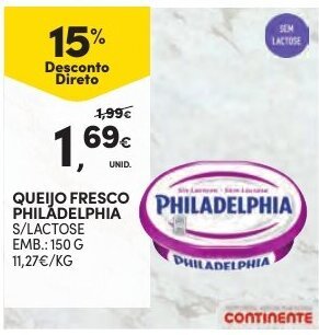 Promoção Queijo Fresco Philadelphia 150g em Continente