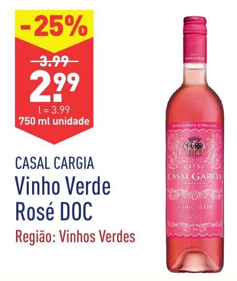 Promoção Casal Garcia Vinho Verde Rosé DOC 750ml em ALDI