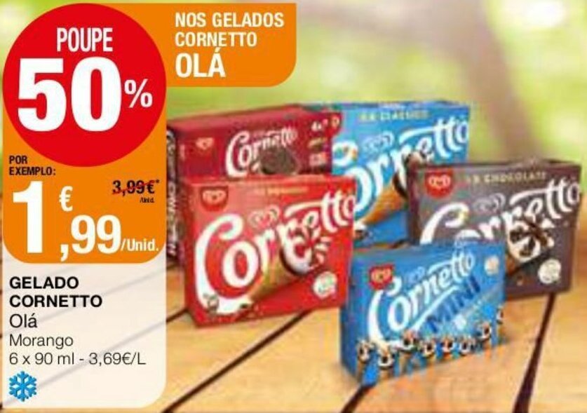 Promoção Gelado Cornetto Olá 6 x 90ml em Intermarché