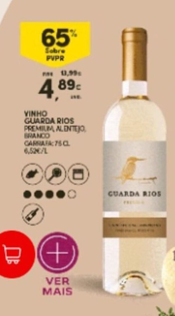 Promo O Vinho Guarda Rios Premium Alentejo Branco Carrafa Cl Em