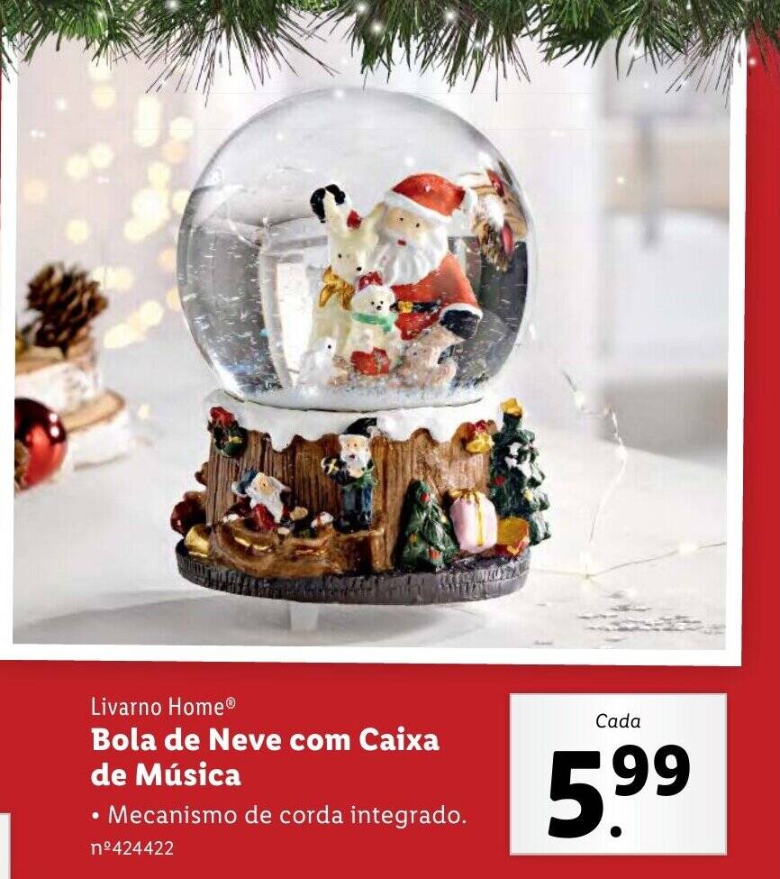 Promoção Livarno Home Bola de Neve Caixa de Música em Lidl