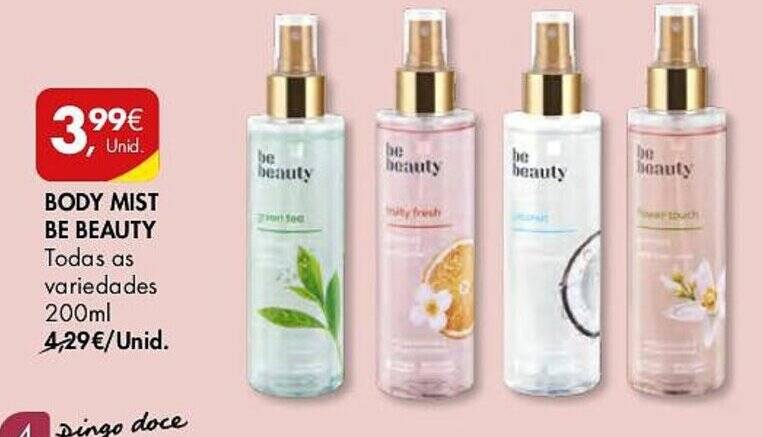 Promoção BODY MIST BE BEAUTY Todas as variedades 200ml em Pingo Doce