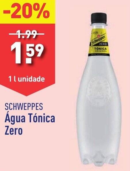 Promoção SCHWEPPES Água Tónica Zero 1 l unidade em ALDI