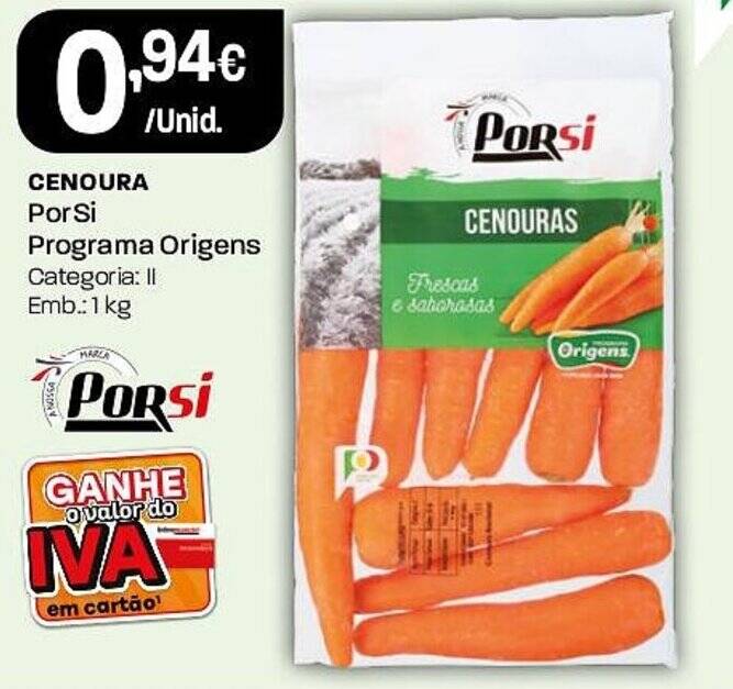 Promoção CENOURA Por Si Programa Origens Categoria II Emb 1kg em