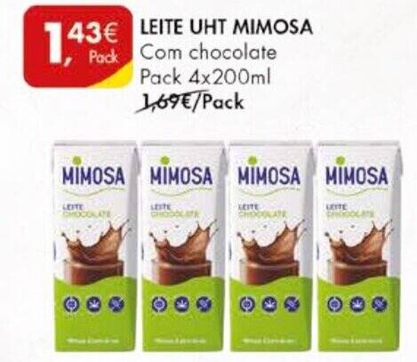 Promo O Leite Uht Mimosa Chocolate Pack X Ml Em Pingo Doce