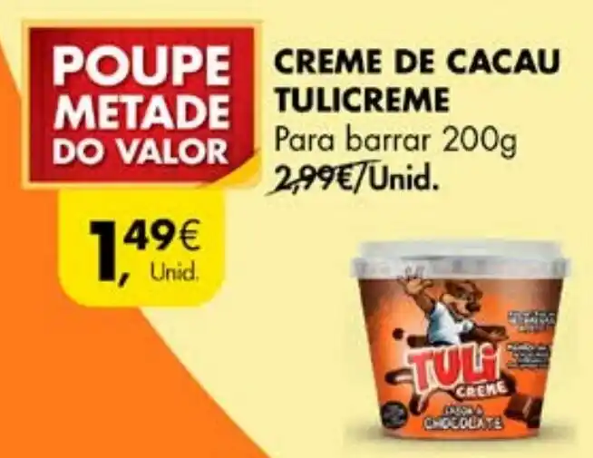 Promoção CREME DE CACAU TULICREME Para barrar 200g em Pingo Doce