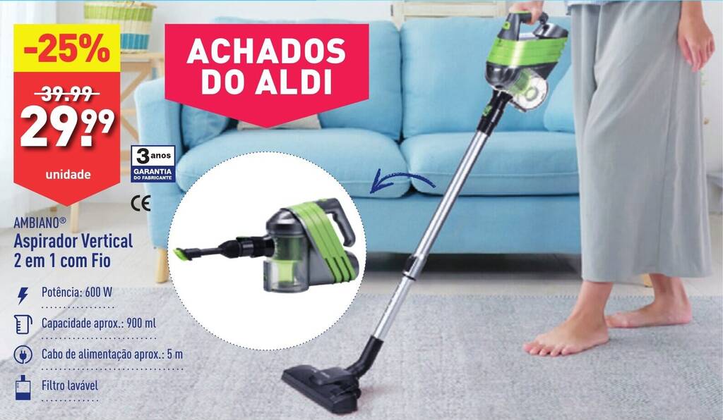 Promo O Ambiano Aspirador Vertical Em Fio Em Aldi