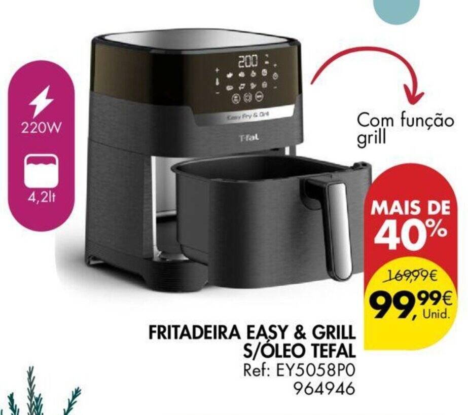 Promo O Fritadeira Easy Grill S Leo Tefal Ref Ey Po Em