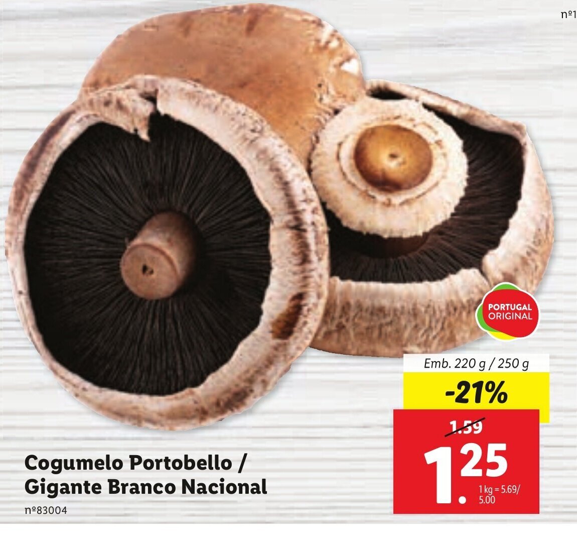 Promoção Cogumelo Portobello Gigante Branco Nacional 250g em Lidl