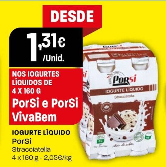 Promoção IOGURTE LÍQUIDO PorSi Stracciatella 4x160g em Intermarché