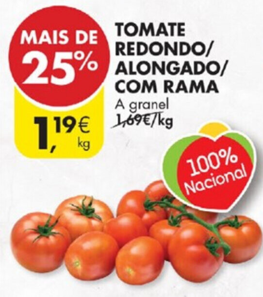 Promoção Tomate Redondo Alongado Rama em Pingo Doce