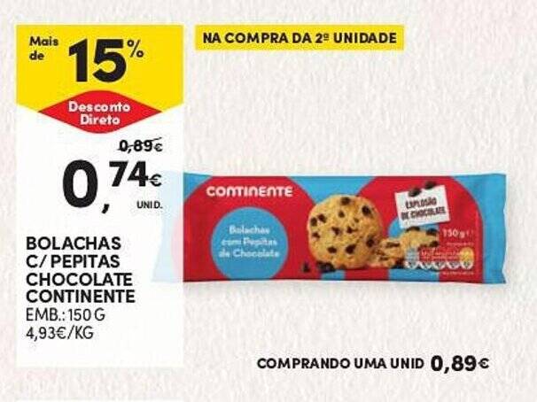 Promo O Bolachas C Pepitas Chocolate Continente Emb G Em Continente