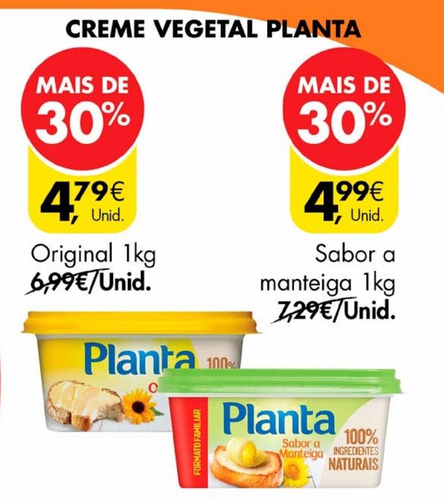 Promoção CREME VEGETAL PLANTA Original 1kg em Pingo Doce