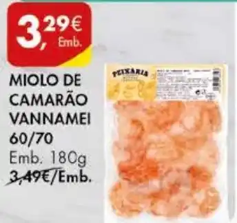 Promoção MIOLO DE CAMARÃO VANNAMEI 60 70 Emb 180g em Pingo Doce