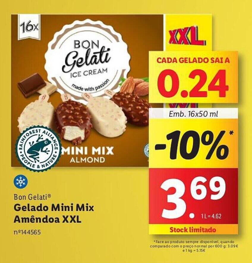 Promo O Bon Gelati Gelado Mini Mix Am Ndoa Xxl Emb X Ml Em Lidl